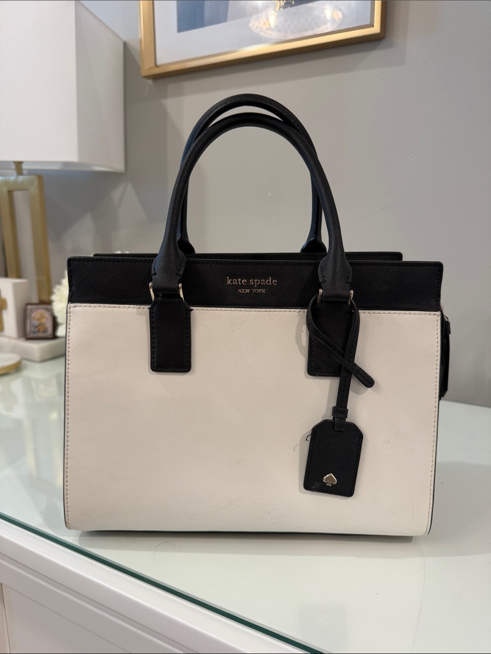 kate spade Black & White Structured Two-Tone Satchel